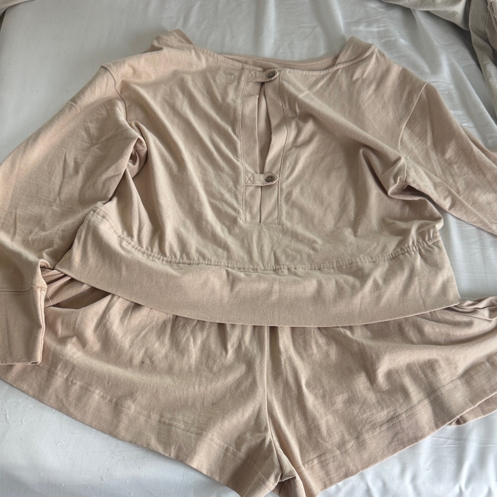 Free People Tan Knitwear shorts set